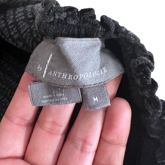 Anthropologie Black Smocked Strapless Midi Dress Size M Cotton Gauze - Picture 4 of 10